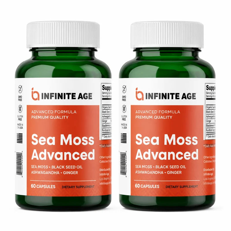 INFINITE AGE Sea Moss Capsules 2 Pack 1250mg 120 Count Vegan