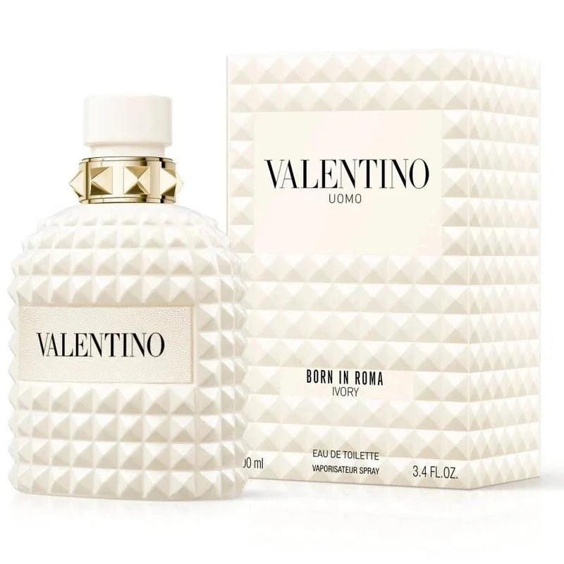 NEW VALENTINO UOMO BORN IN ROMA IVORY EDT SPRAY FOR MEN 3.4 Oz / 100 ml.