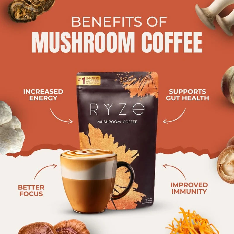 RYZE Mushroom Coffee 30 Servings Organic